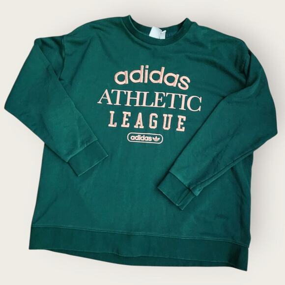 adidas Sweaters - Adidas Athletic League Sweater Women's Sz 3X Green/Gold Spell Out Crew Neck